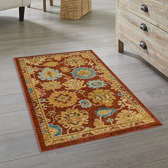 Maples Persian Red Floral Indoor Rectangular Accent Rug