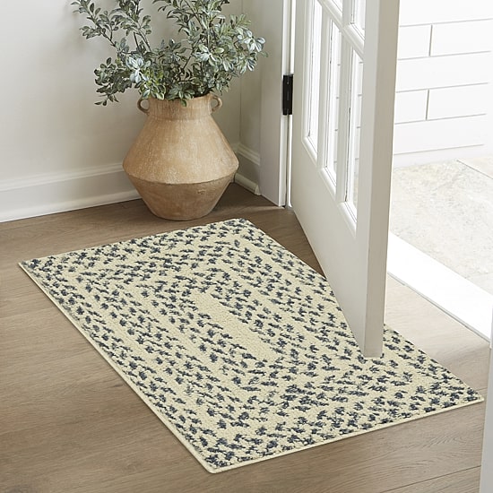Maples Blue Braided Squares Indoor Rectangular Accent Rug