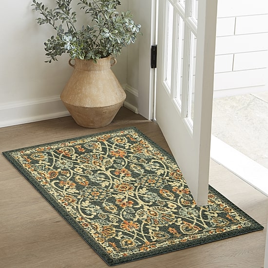 Maples Persian Navy Floral Indoor Rectangular Accent Rug