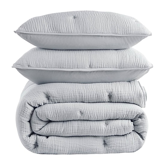 Harbor House Breeze Cotton Gauze  Embroidered 3-pc. Easy Care Quilt Set