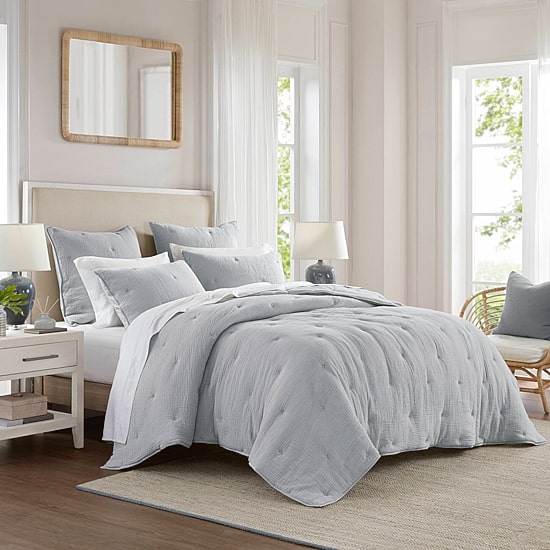 Harbor House Breeze Cotton Gauze  Embroidered 3-pc. Easy Care Quilt Set