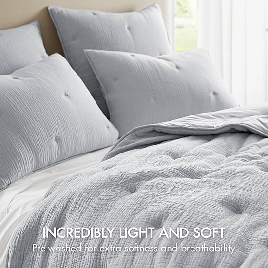 Harbor House Breeze Cotton Gauze  Embroidered 3-pc. Easy Care Quilt Set