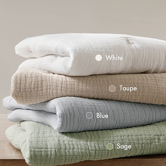 Harbor House Breeze Cotton Gauze  Embroidered 3-pc. Easy Care Quilt Set