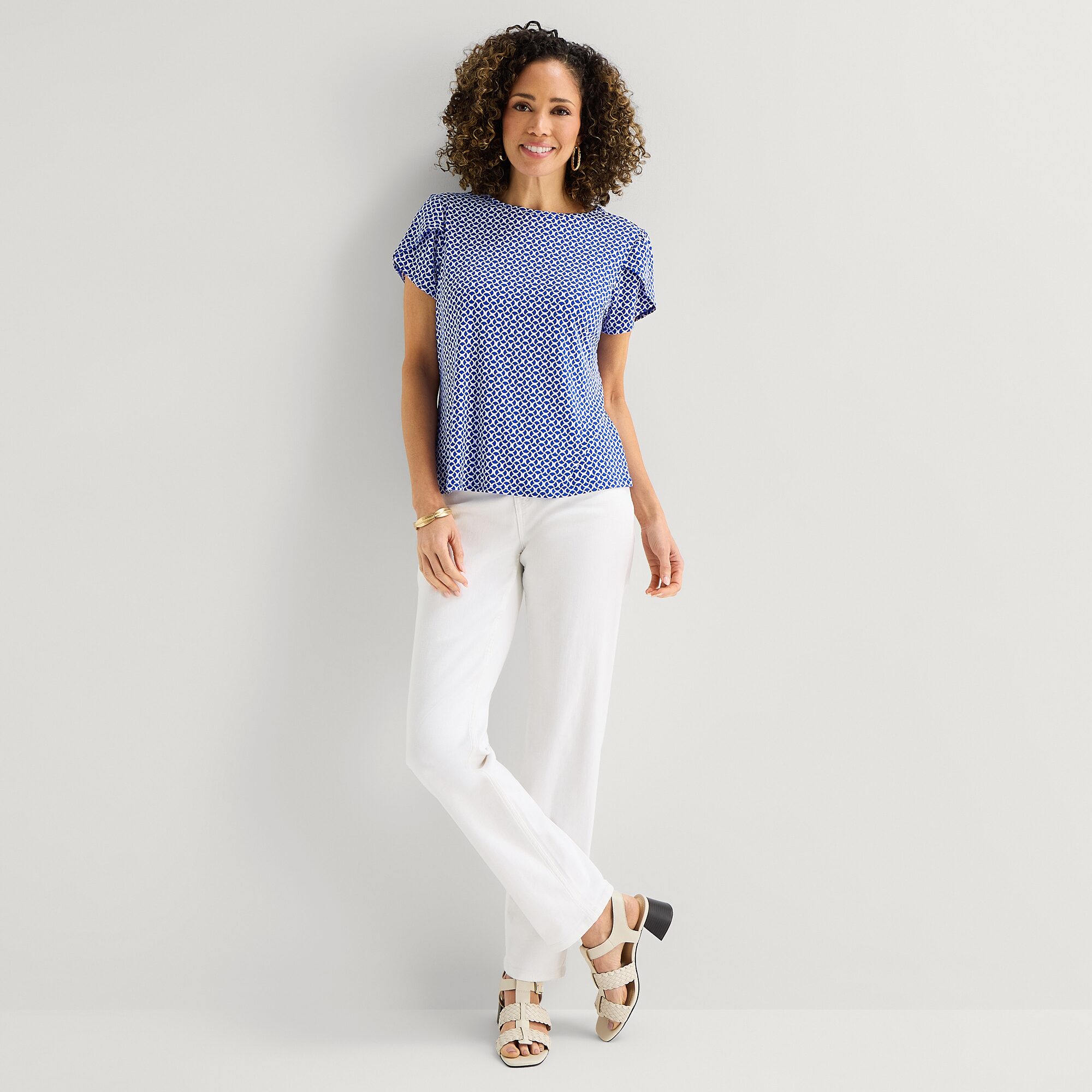 Liz Claiborne Womens Tall Boat Neck Short Sleeve Blouse