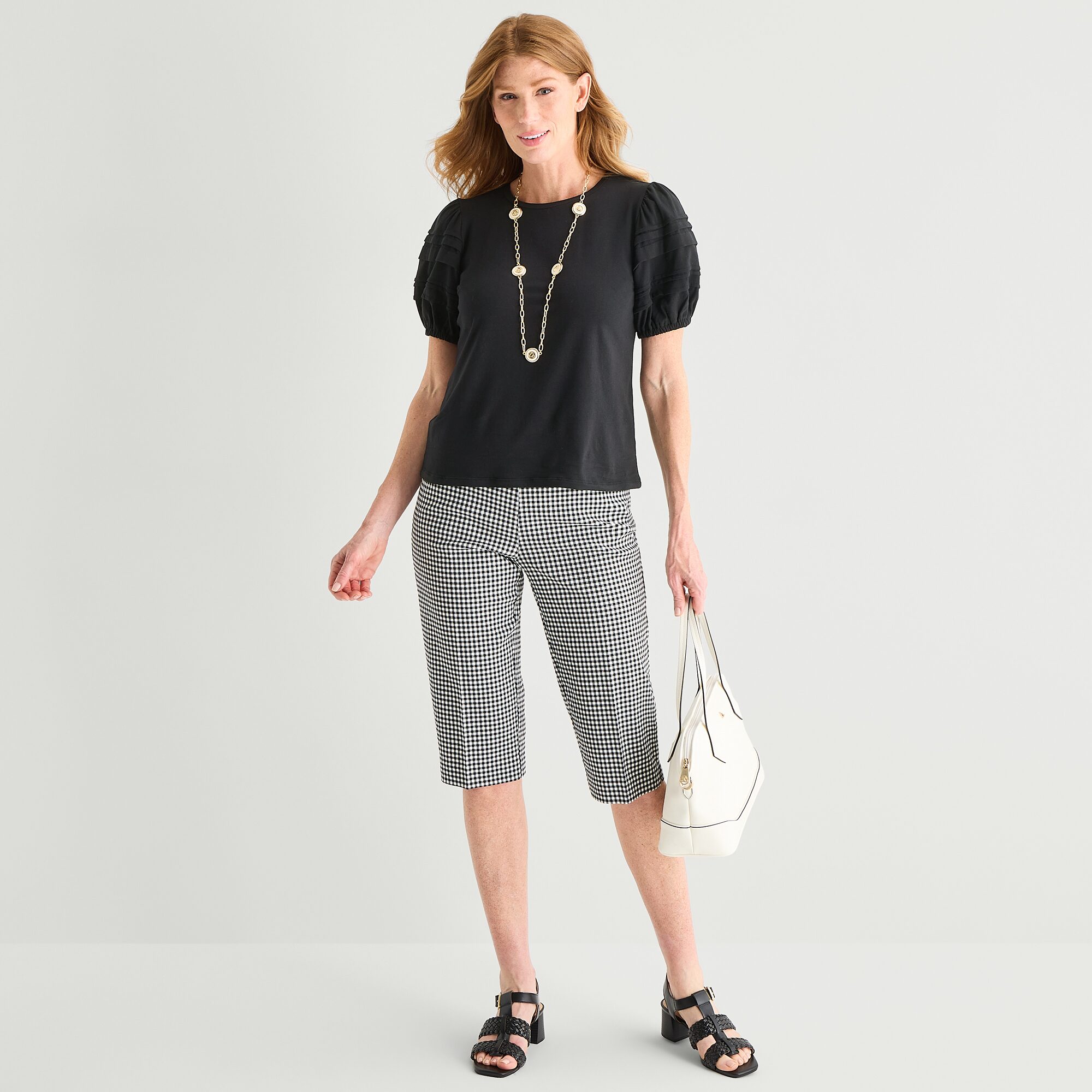 Liz Claiborne Womens Tall Round Neck Short Sleeve Blouse