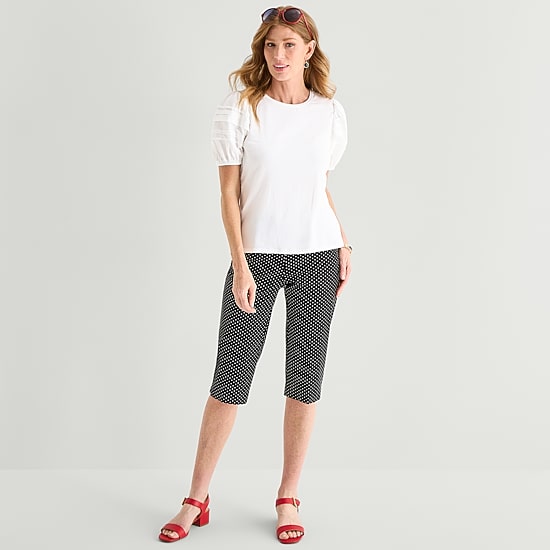Liz Claiborne Womens Tall Round Neck Short Sleeve Blouse