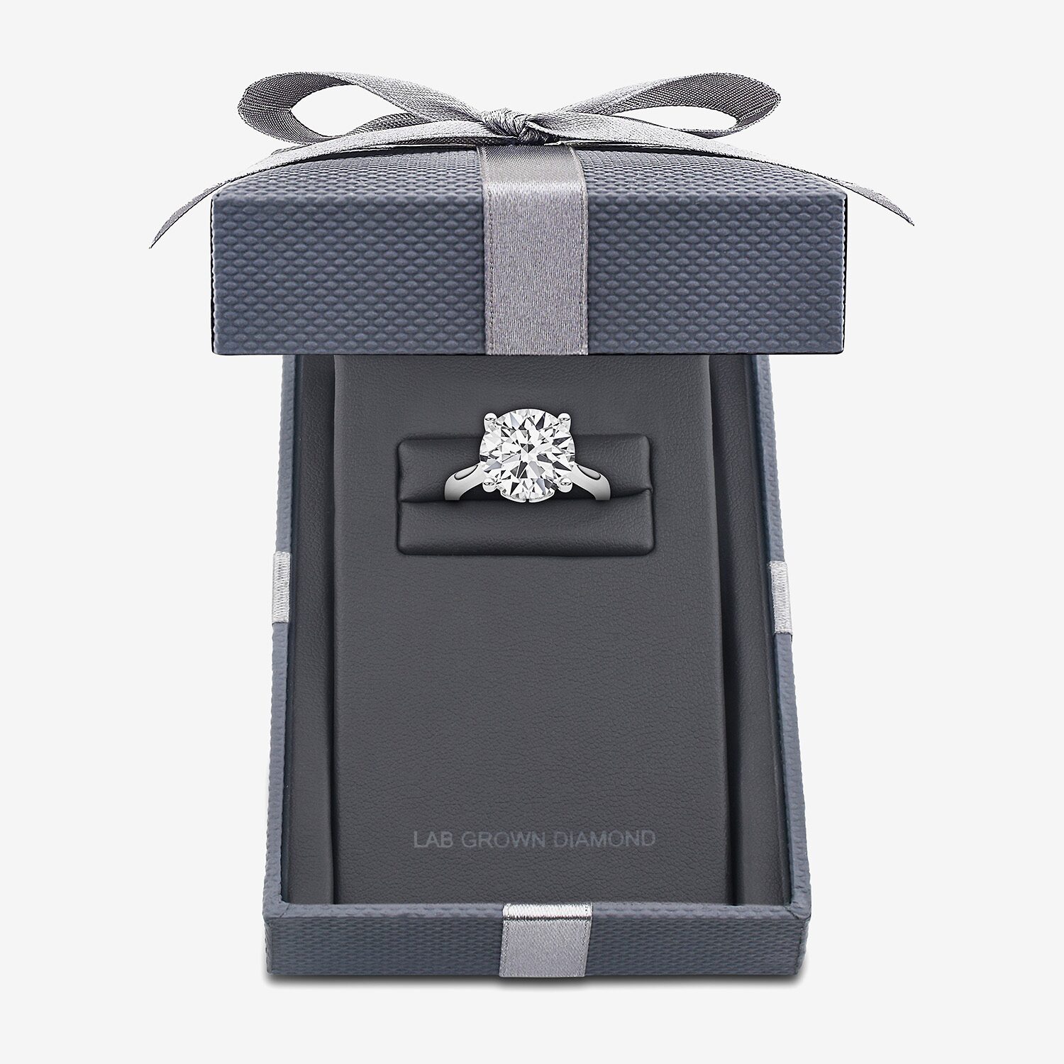 Grown Gorgeous (F / Vs2) Womens 3 3/4 CT. T.W. Lab White Diamond 14K Gold Round Solitaire Engagement Ring
