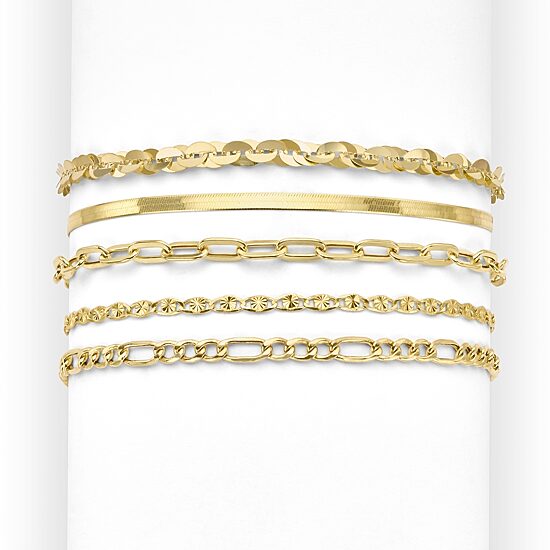 Womens 10K Gold 7.5 Inch Fashion Chain Bracelet