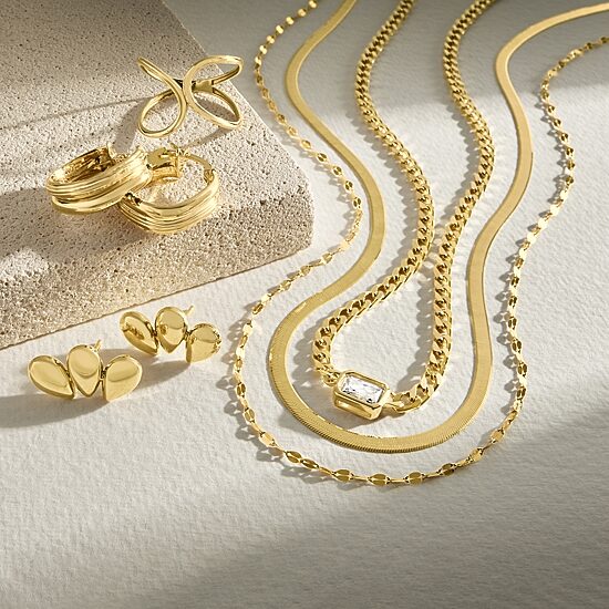 Mia Oro Womens 14K Gold 18 Inch Herringbone Chain Necklace