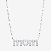 Yes, Please! Womens Lab Created White Sapphire Pure Silver Over Brass 16 Inch Pendant Necklace