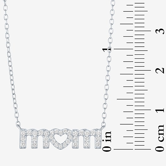 Yes, Please! Womens Lab Created White Sapphire Pure Silver Over Brass 16 Inch Pendant Necklace