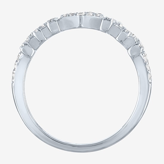 Yes, Please! Womens Lab Created White Sapphire Pure Silver Over Brass Band