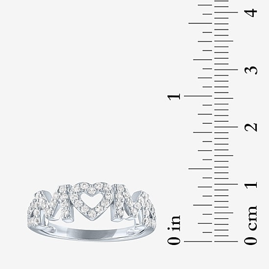 Yes, Please! Womens Lab Created White Sapphire Pure Silver Over Brass Band