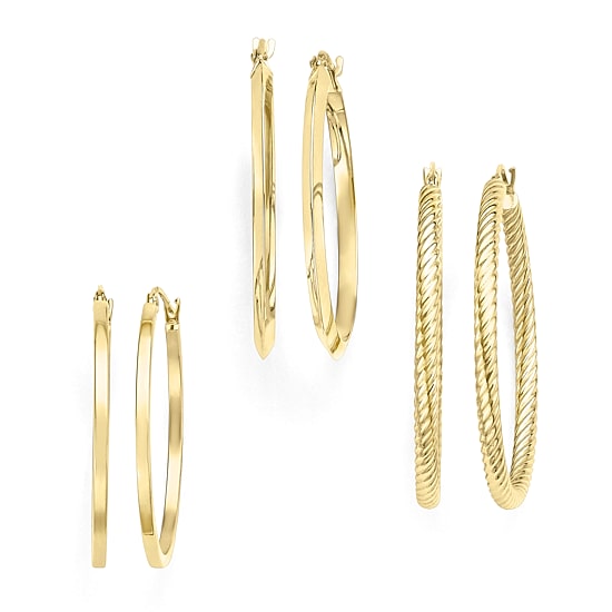 Womens 10K Gold 2.5mm Hoop Earrings