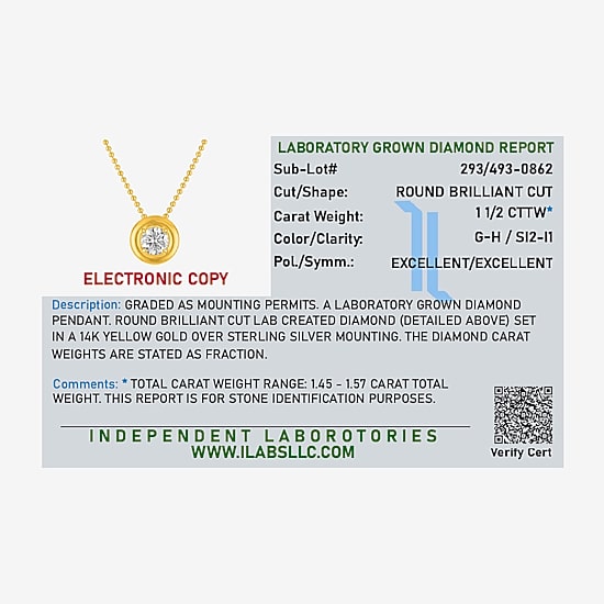 Diamond Addiction (G-H / Si2-I1) Womens 1 1/2 CT. T.W. Lab Grown White Diamond 14K Gold Over Silver 18 Inch Pendant Necklace