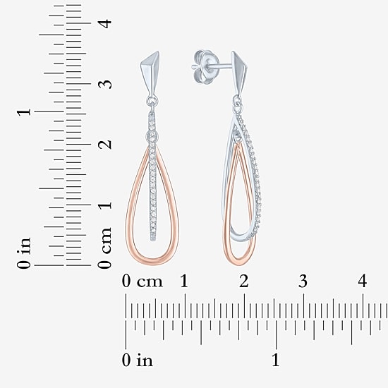 (G-H / Si2-I1) Womens 1/10 CT. T.W. Lab Grown White Diamond 14K Rose Gold Over Silver Drop Earrings