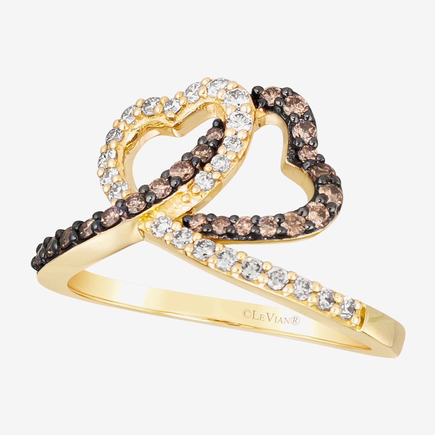 Le Vian Grand Sample Sale Le Vian Grand Sample Sale Limited Quantities! Womens 1/2 CT. T.W. Natural Brown Diamond 14K Gold Heart Side Stone Cocktail Ring