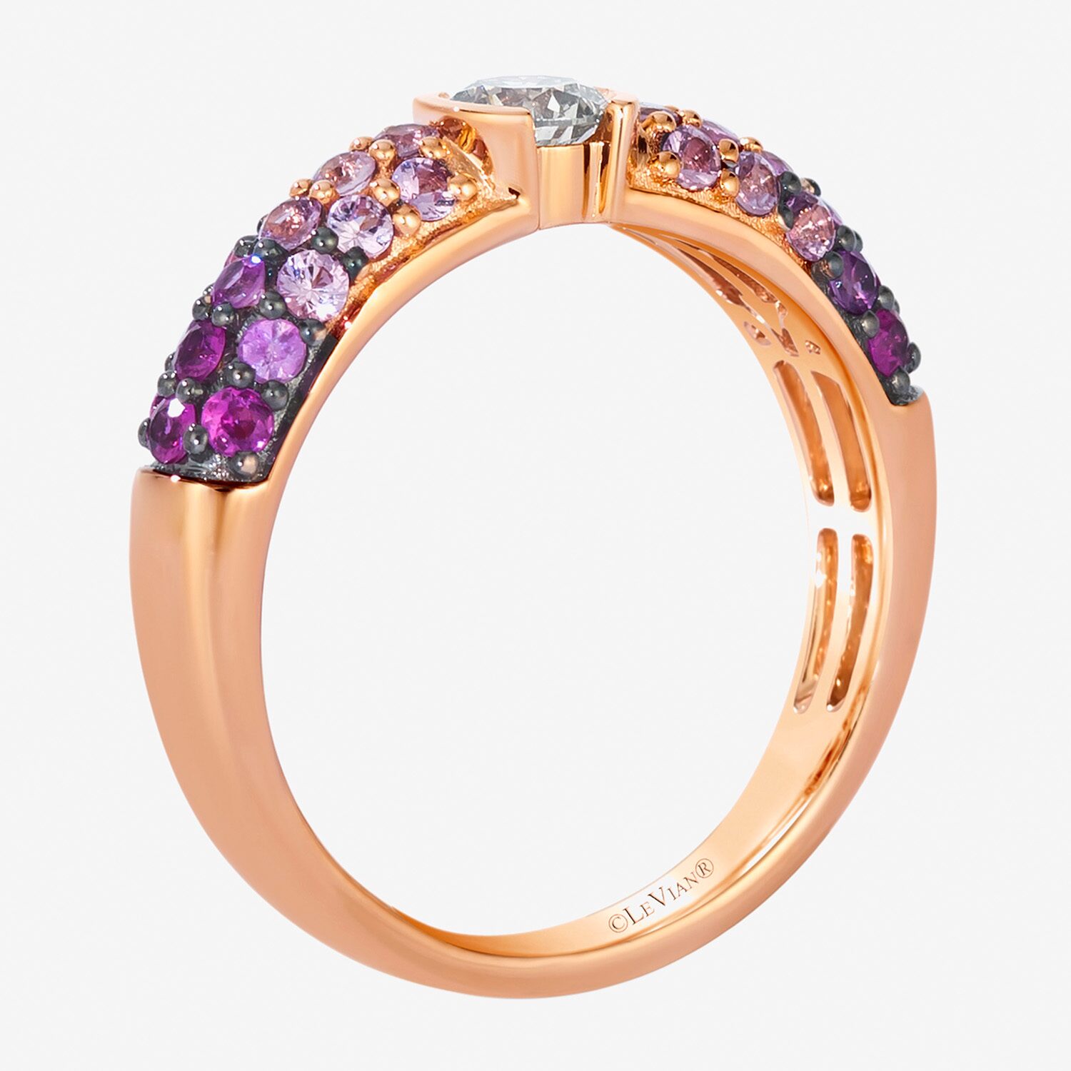 Le Vian Grand Sample Sale Le Vian Grand Sample Sale Limited Quantities! Womens 1/4 CT. T.W. Genuine Pink Sapphire 14K Gold Round Side Stone Cocktail Ring