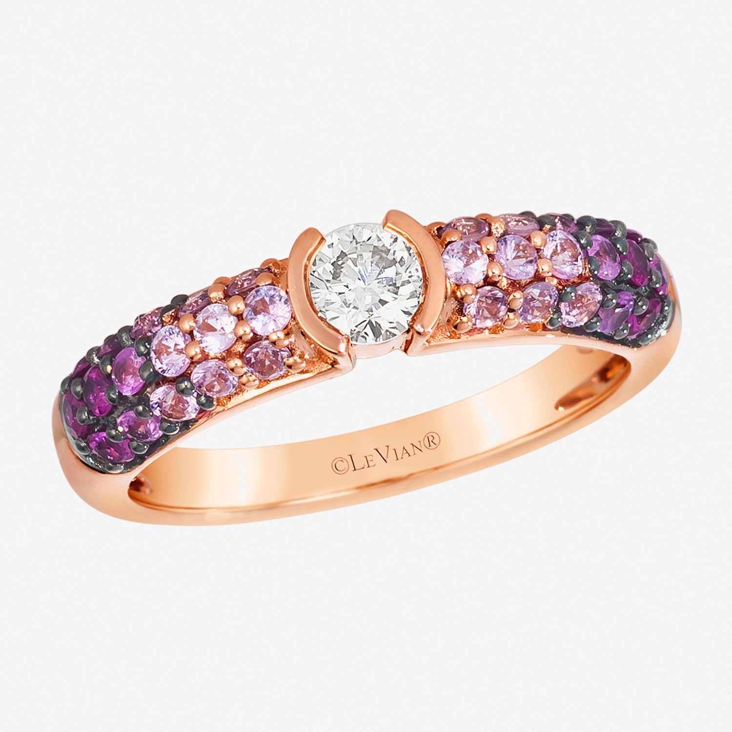 Le Vian Grand Sample Sale Le Vian Grand Sample Sale Limited Quantities! Womens 1/4 CT. T.W. Genuine Pink Sapphire 14K Gold Round Side Stone Cocktail Ring