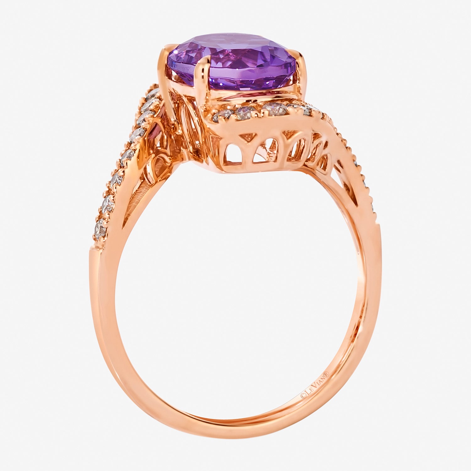 Le Vian Grand Sample Sale Le Vian Grand Sample Sale Limited Quantities! Womens 1/3 CT. T.W. Genuine Purple Amethyst 14K Gold Oval Side Stone Cocktail Ring