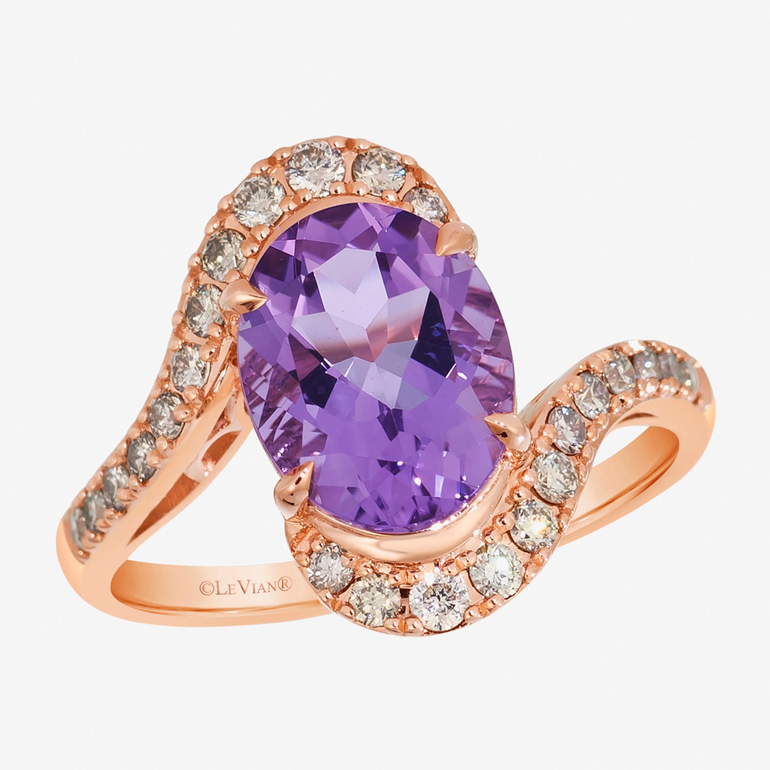 Le Vian Grand Sample Sale Le Vian Grand Sample Sale Limited Quantities! Womens 1/3 CT. T.W. Genuine Purple Amethyst 14K Gold Oval Side Stone Cocktail Ring