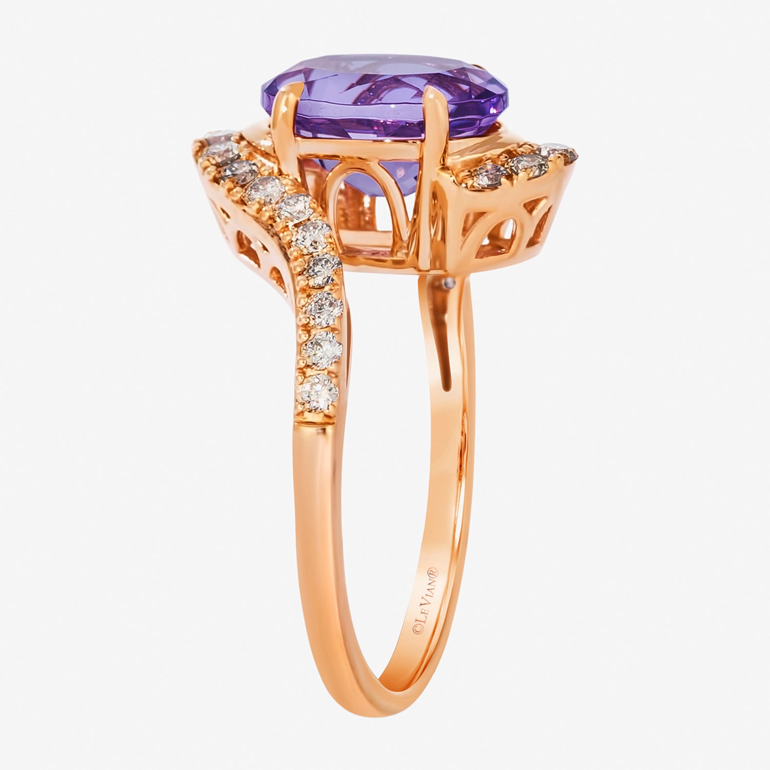 Le Vian Grand Sample Sale Le Vian Grand Sample Sale Limited Quantities! Womens 1/3 CT. T.W. Genuine Purple Amethyst 14K Gold Oval Side Stone Cocktail Ring