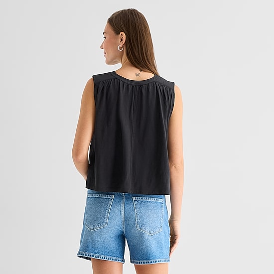 A.N.A Womens Split Tie Neck Sleeveless Tank Top