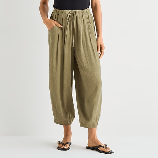 a.n.a Womens Linen Ankle Balloon Pant