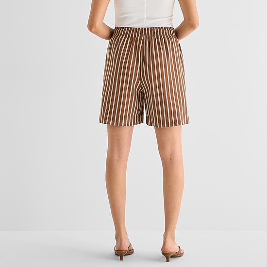 a.n.a Womens Striped Drawstring Waist Short