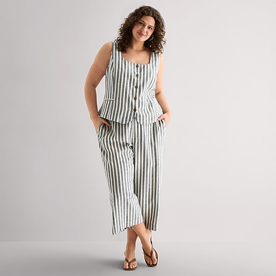 a.n.a Womens Plus Wide Leg High Rise Cropped Pant