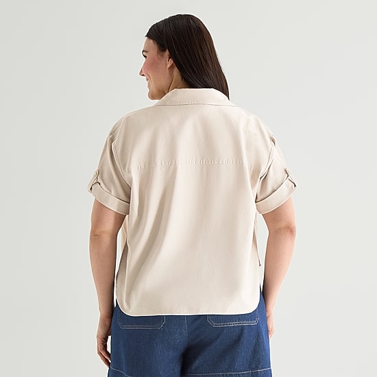 A.N.A Womens Plus Short Sleeve Blouse