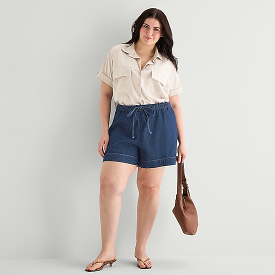 A.N.A Womens Plus Short Sleeve Blouse