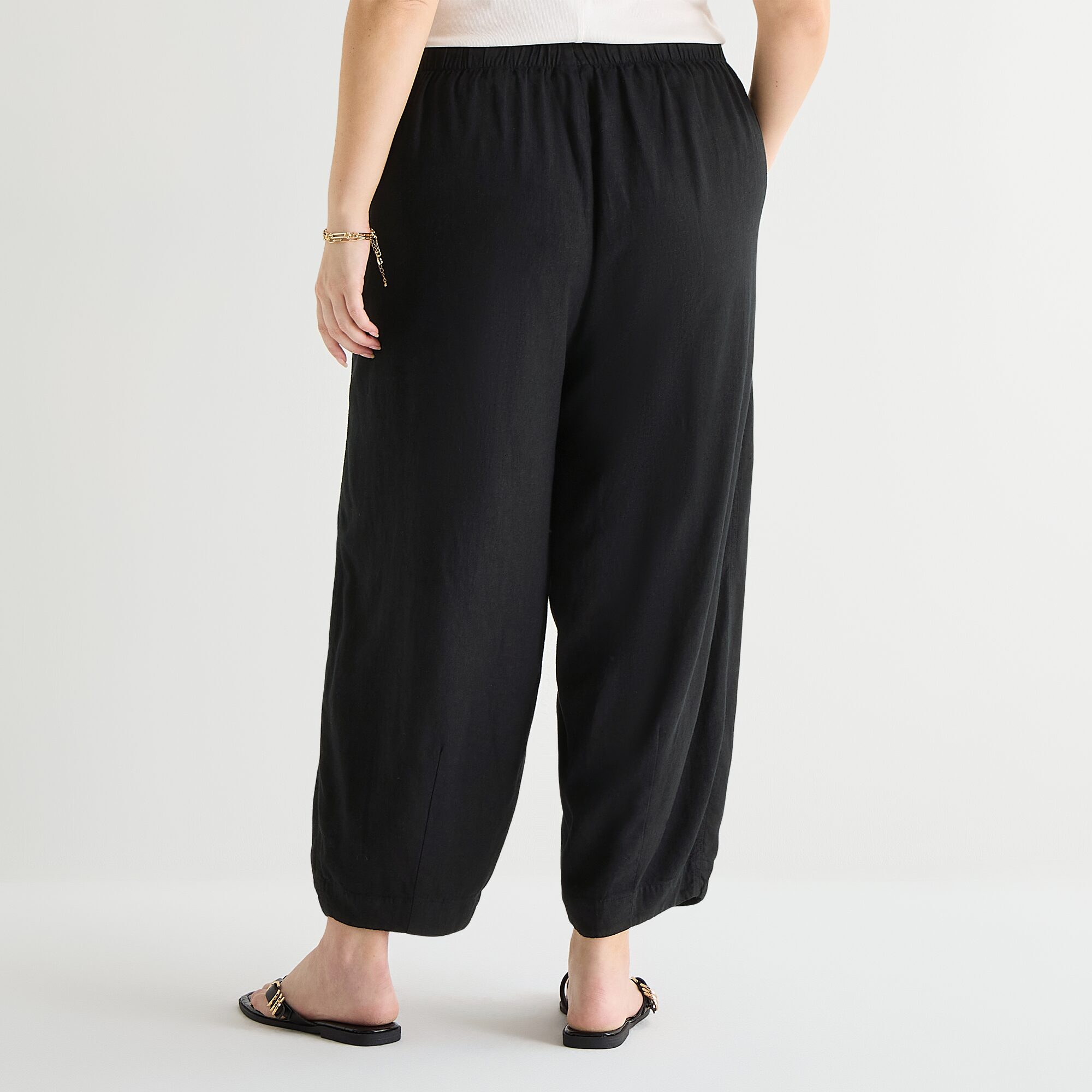 a.n.a Womens Plus Linen Ankle Balloon Pant