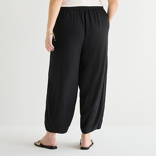 a.n.a Womens Plus Linen Ankle Balloon Pant