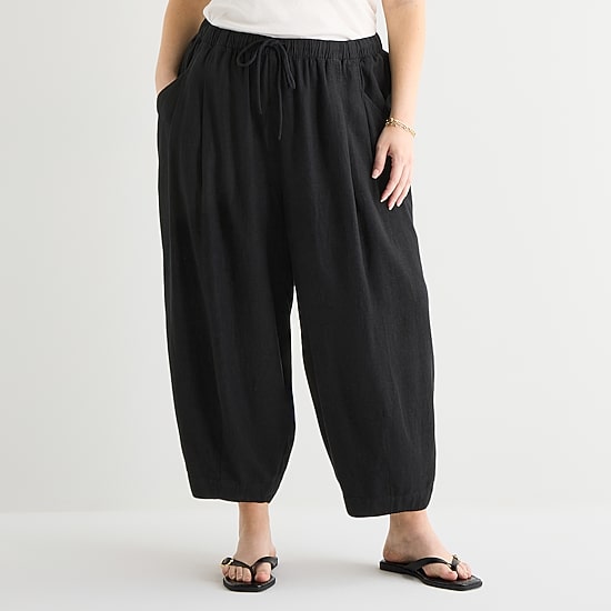 a.n.a Womens Plus Linen Ankle Balloon Pant