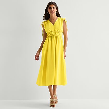melonie t floral midi dress Melonie T Womens Midi Sweetheart Neck Sleeveless Floral Fit + Flare Dress,  Color: Ivory Multi