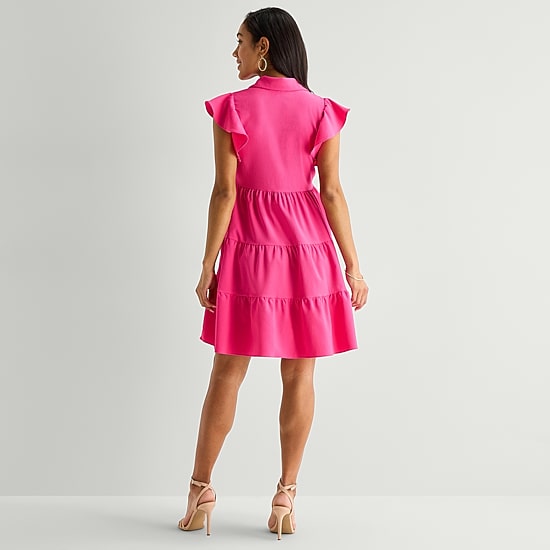 Danny & Nicole Womens Short Sleeve Shirt Dress