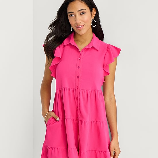 Danny & Nicole Womens Short Sleeve Shirt Dress