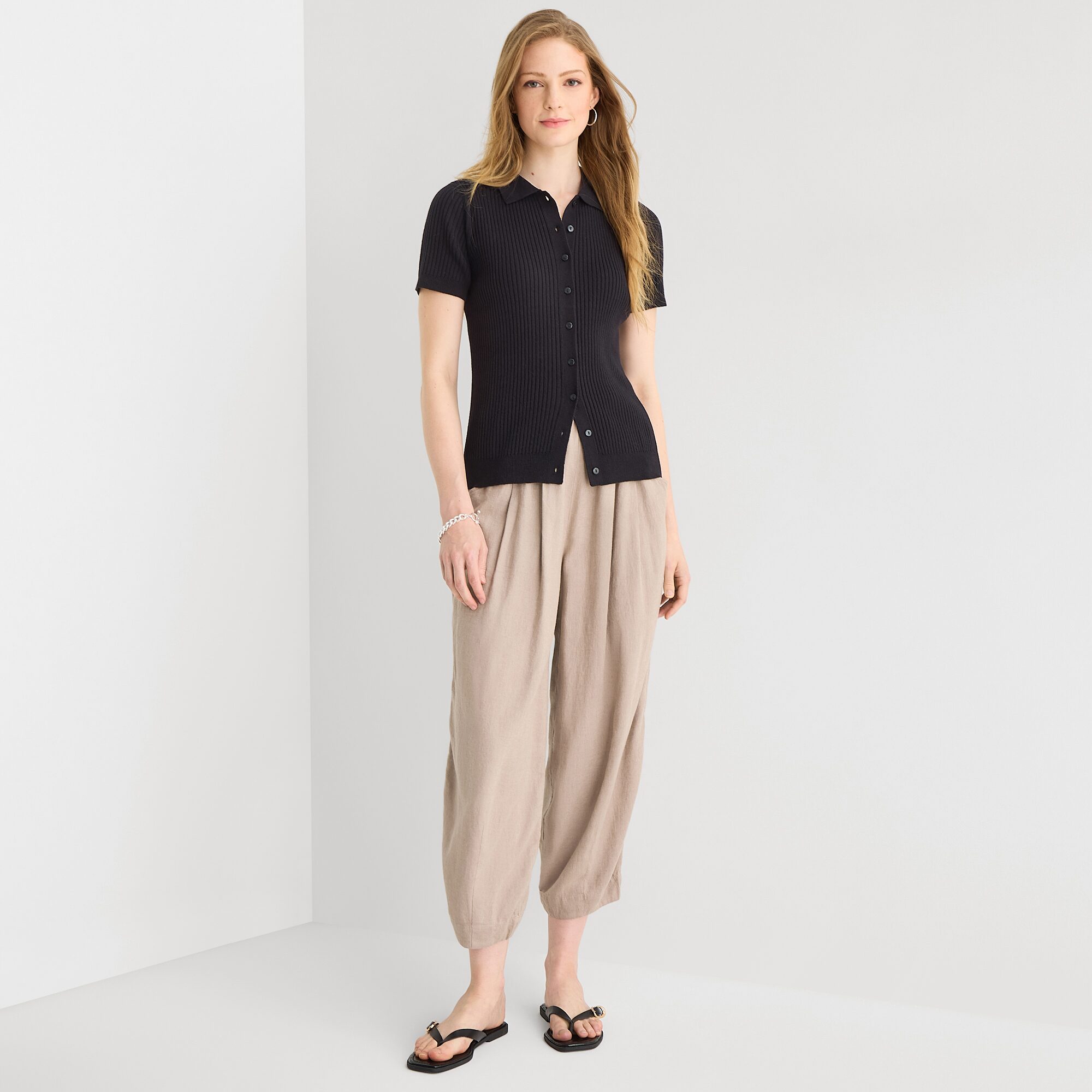a.n.a Tall Womens Short Sleeve Polo Sweater