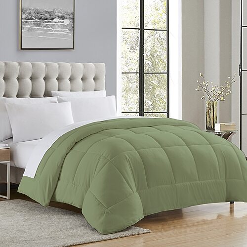 Sweet Home Collection Down Alternative Reversible All-Season Warmth Luxurious Plush Loft Comforter, One Size, Green
