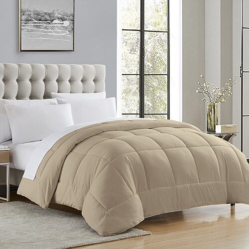 Sweet Home Collection Down Alternative Reversible All-Season Warmth Luxurious Plush Loft Comforter, One Size, Beige