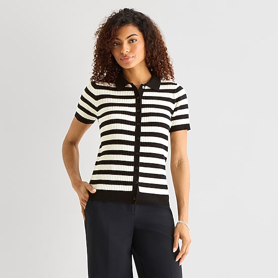 a.n.a Womens Short Sleeve Polo Sweater