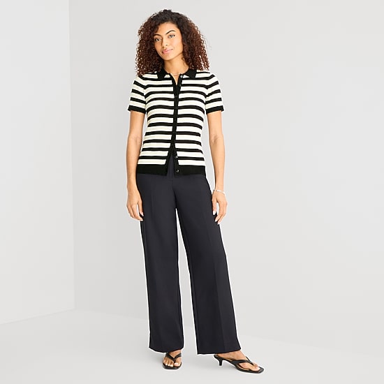 a.n.a Womens Short Sleeve Polo Sweater