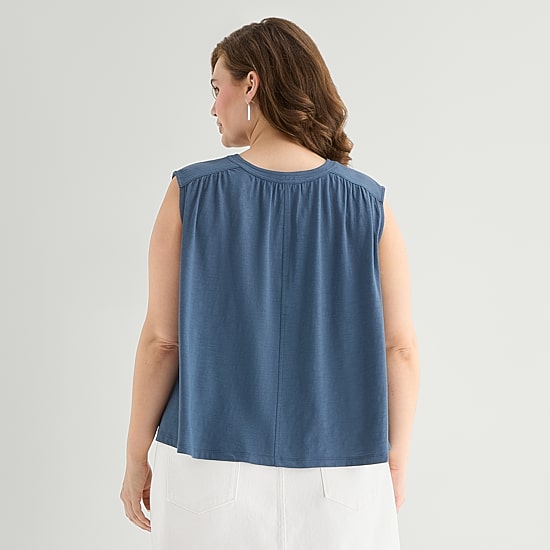 A.N.A Womens Plus Split Tie Neck Sleeveless Tank Top