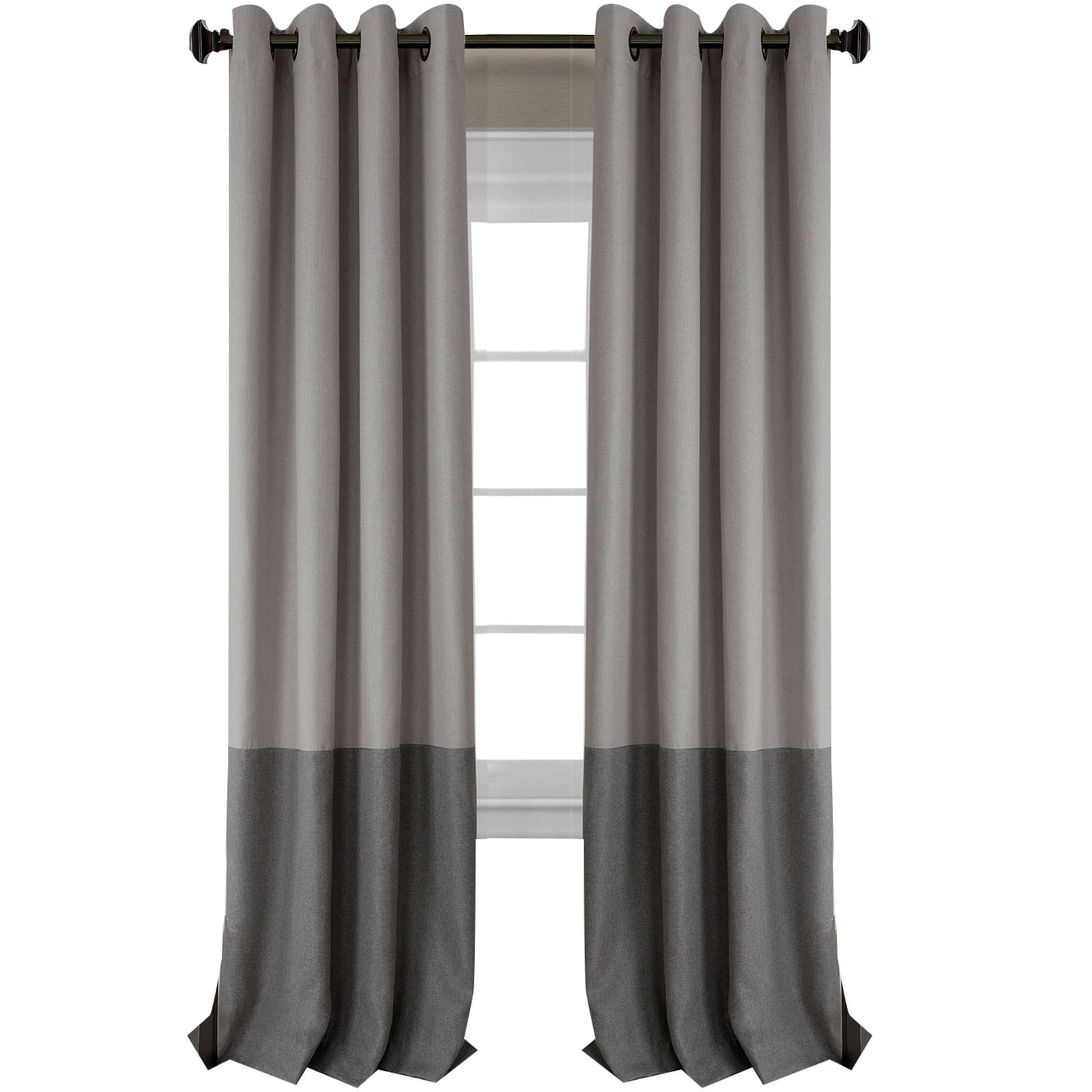 Threadmade Braiden Color Block Grommet Top Blackout Single Curtain Panel