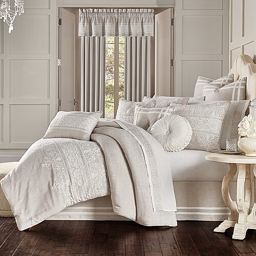 Queen Street Leanna 4-pc. Damask + Scroll Embroidered Comforter Set, One Size, Beige