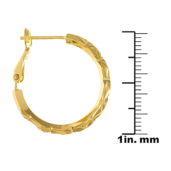 Silver Reflections Womens 24K Gold Over Brass 25mm Hoop Earrings