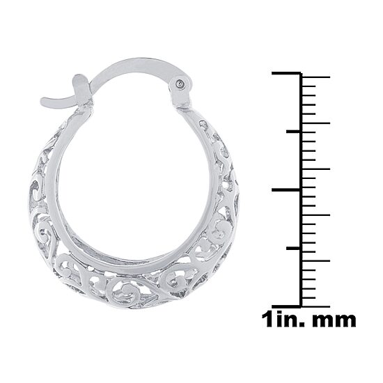 Silver Reflections Womens 24mm Hoop Earrings