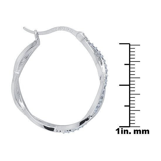 Sparkle Allure Womens Crystal 30mm Hoop Earrings