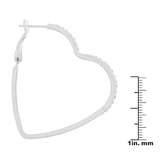 Sparkle Allure Womens Crystal 45mm Heart Hoop Earrings